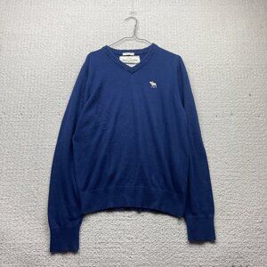 Abercrombie & Fitch Sweater Blue Mens XL Moose Muscle Pullover Jumper V-Neck